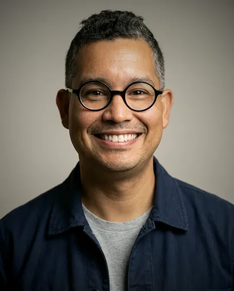 Retrato de Quique Barrera, Diretor de crescimento do Pollyfriends, sorrindo em fundo cinza claro